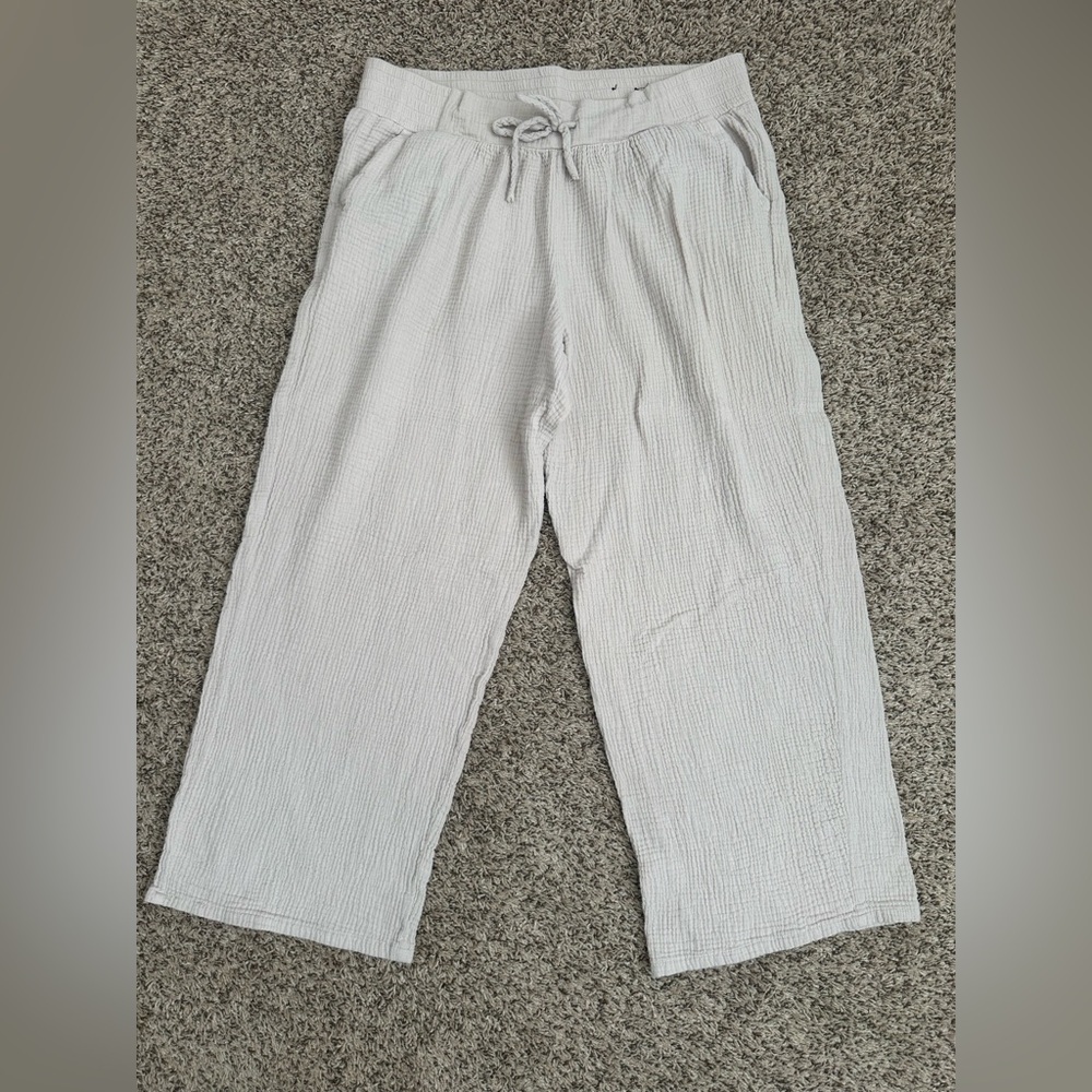 JM Collection Macey’s 100% Cotton Gauze Cream Neutral Pants XL Cottagecore